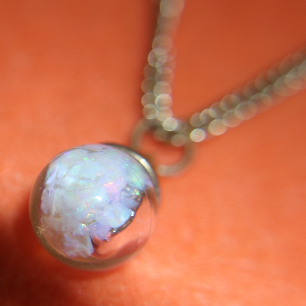 Floating opal pendant gold necklace